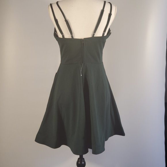 Teeze Me Juniors Illusion Fit Flare Dress, Green - Picture 5 of 6